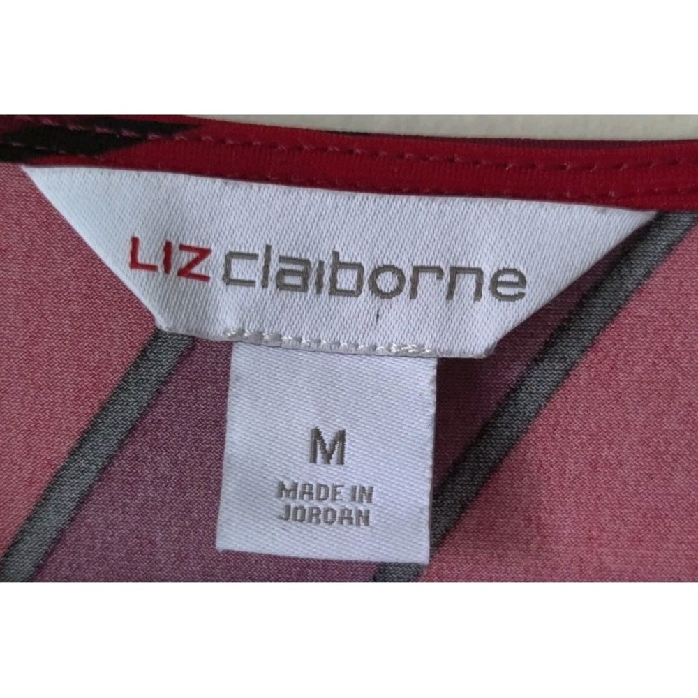 Liz Claiborne Women's 3/4 Sleeve Keyhole Neck Geometric Design Blouse Red Size M - Picture 3 of 4